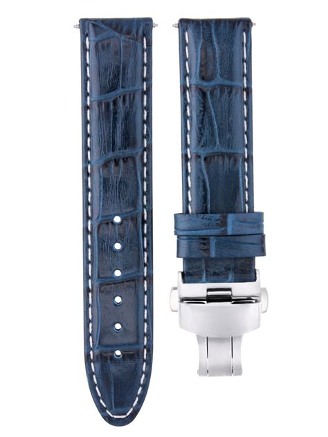 breitling blue leather push button folding clasp|Watch Straps Online .